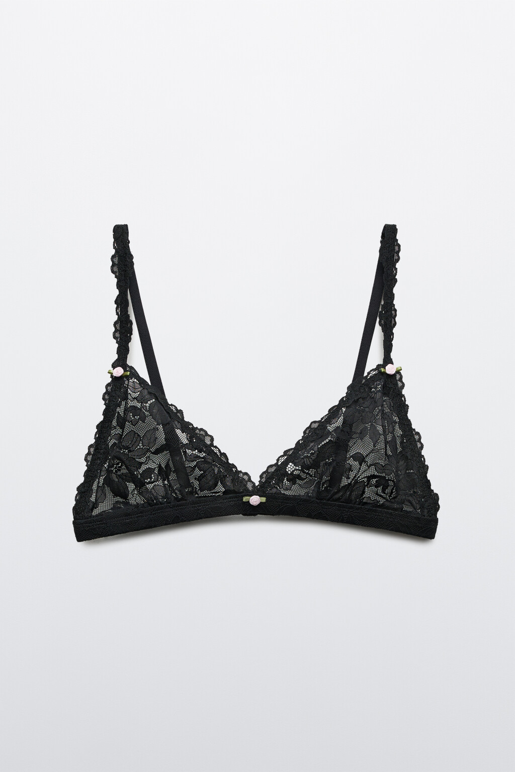 Бюстгальтер-бралетт кружевной - цвет черный - 1