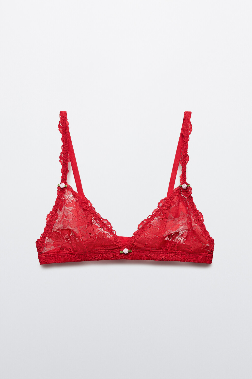 Бюстгальтер-бралетт кружевной - цвет красный - 1