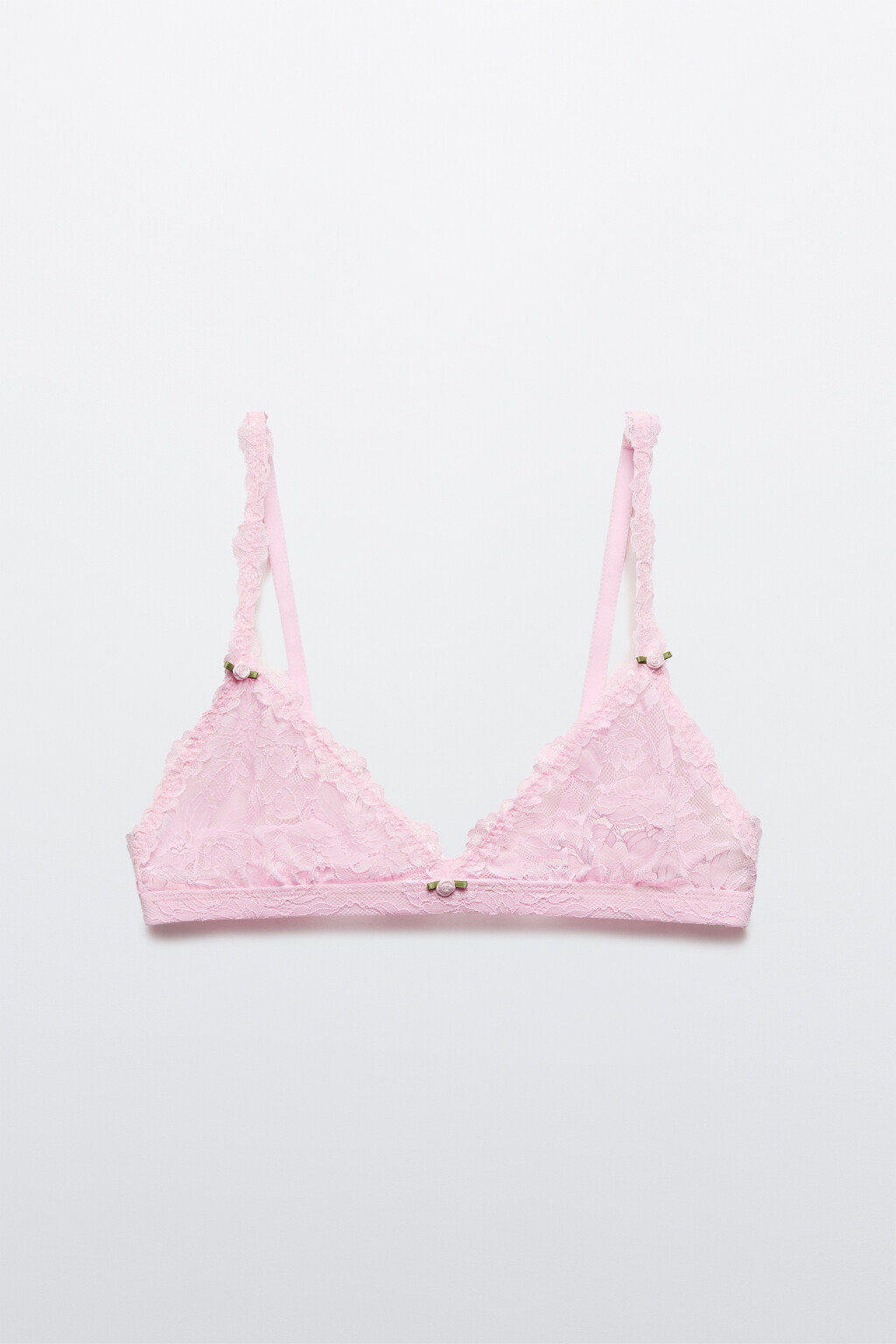 Бюстгальтер-бралетт кружевной - цвет розовый - 1