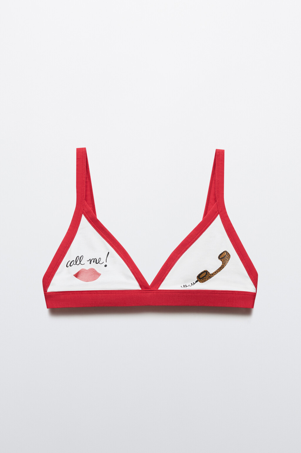 Бюстгальтер-топ с принтом и контрастной окантовкой - цвет белый - 1