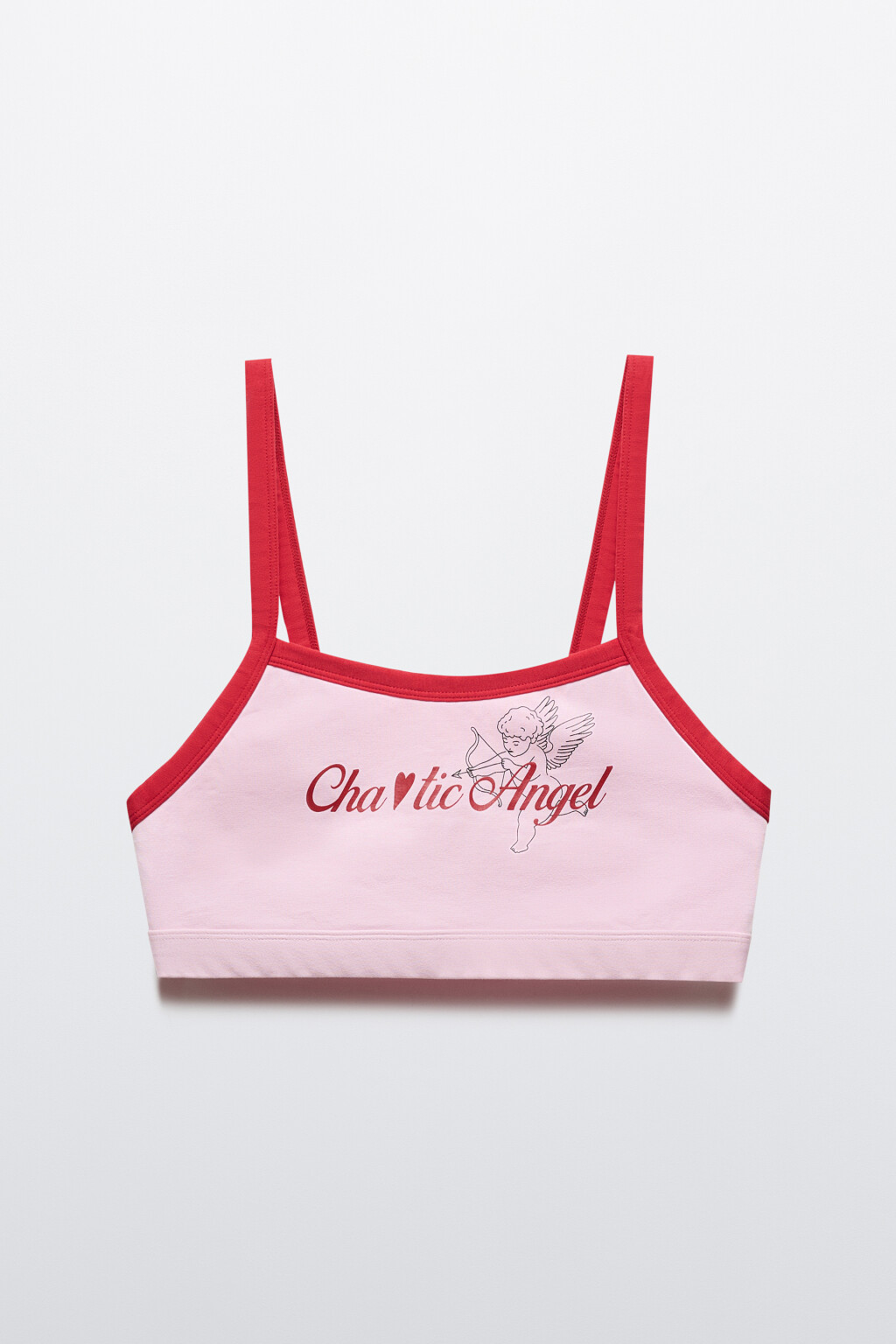 Бюстгальтер-топ с принтом и контрастной окантовкой - цвет розовый - 5