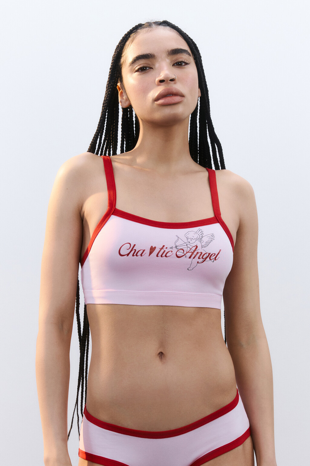 Бюстгальтер-топ с принтом и контрастной окантовкой - цвет розовый - 2