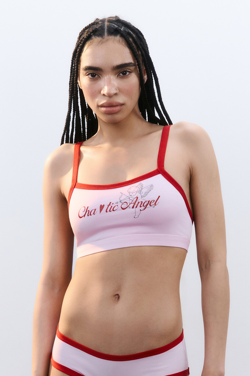 Бюстгальтер-топ с принтом и контрастной окантовкой - цвет розовый - 4