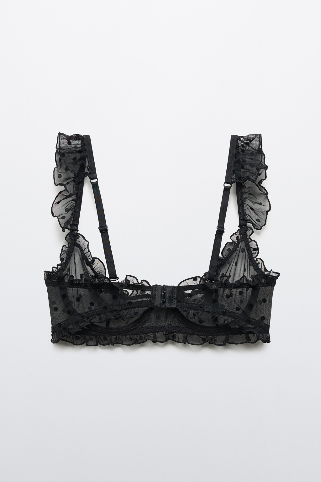 Бюстгальтер-бра сетчатый с кружевом и принтом - цвет черный - 2