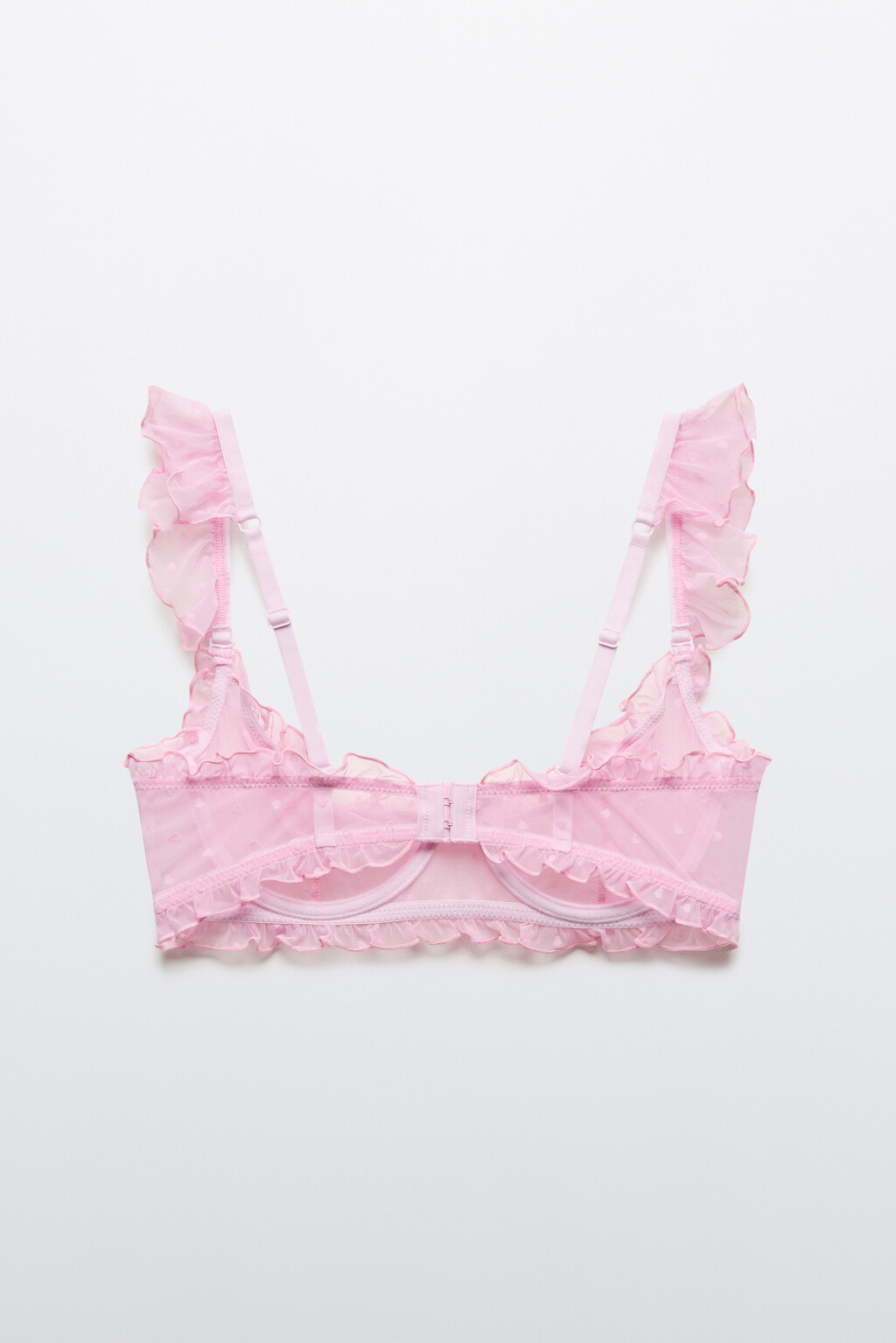 Бюстгальтер-бра сетчатый с кружевом и принтом - цвет розовый - 2