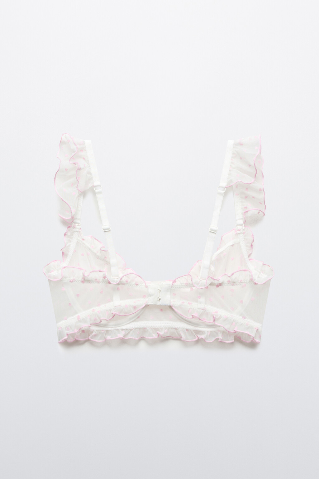 Бюстгальтер-бра сетчатый с кружевом и принтом - цвет розовый - 2