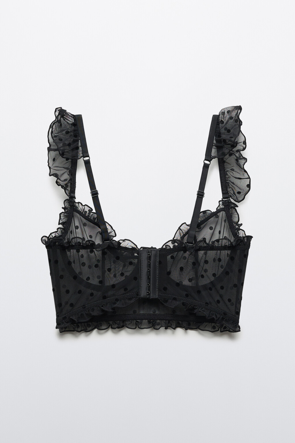 Бюстгальтер-корсет сетчатый с кружевом и принтом - цвет черный - 2