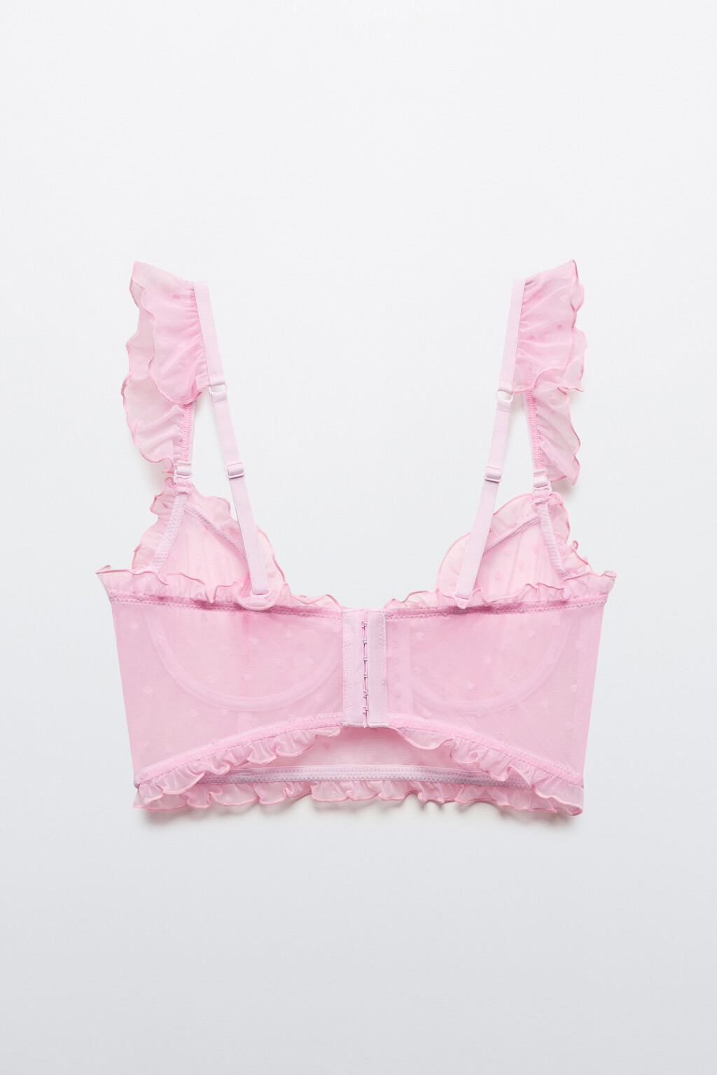 Бюстгальтер-корсет сетчатый с кружевом и принтом - цвет розовый - 2