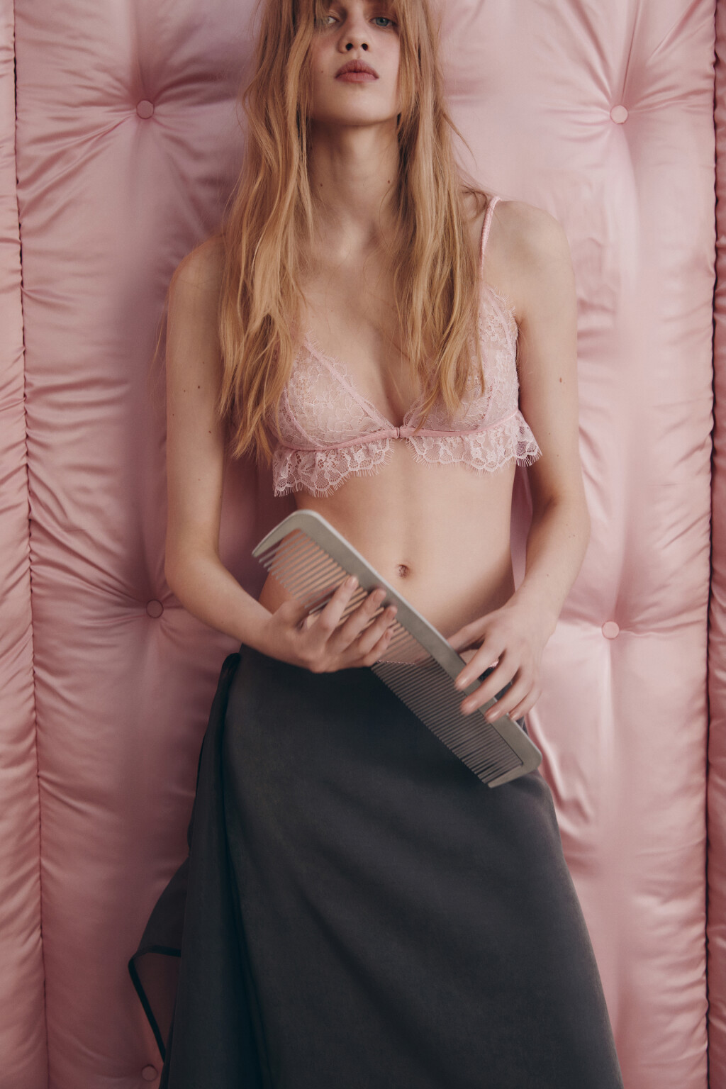 Бюстгальтер-бралетт кружевной - цвет розовый - 7