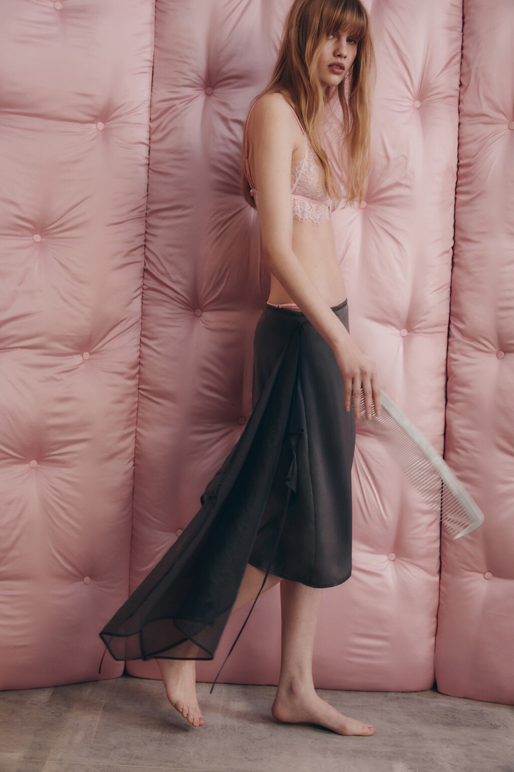 Бюстгальтер-бралетт кружевной - цвет розовый - 8