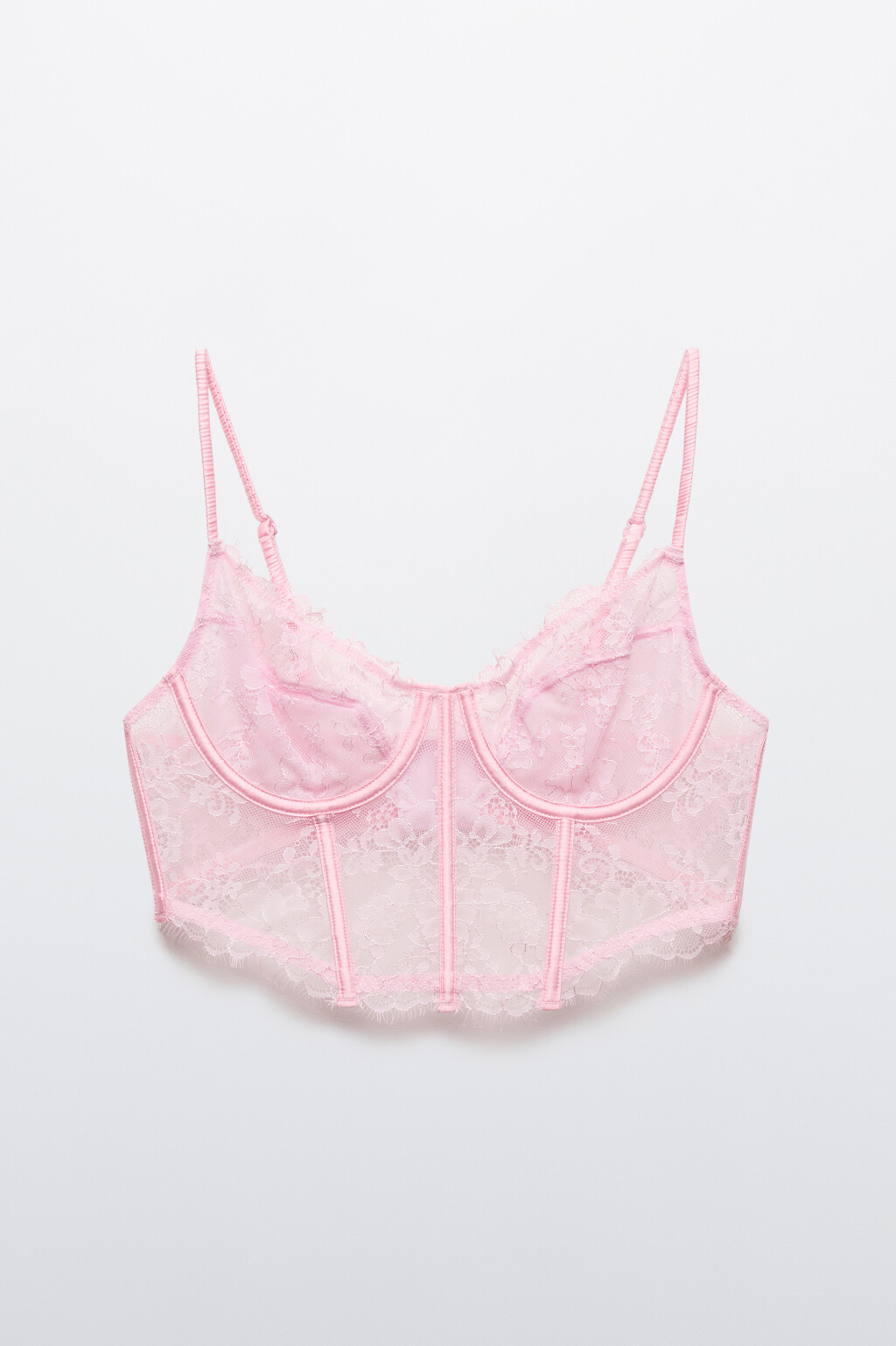 Бюстгальтер-корсет кружевной - цвет розовый - 1
