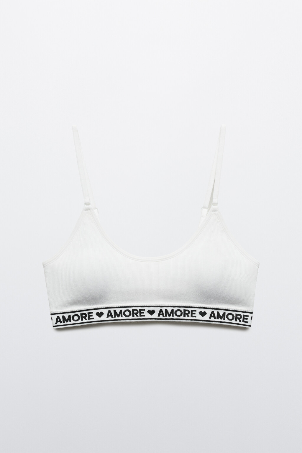 Бюстгальтер-топ в рубчик с надписью - цвет белый - 1