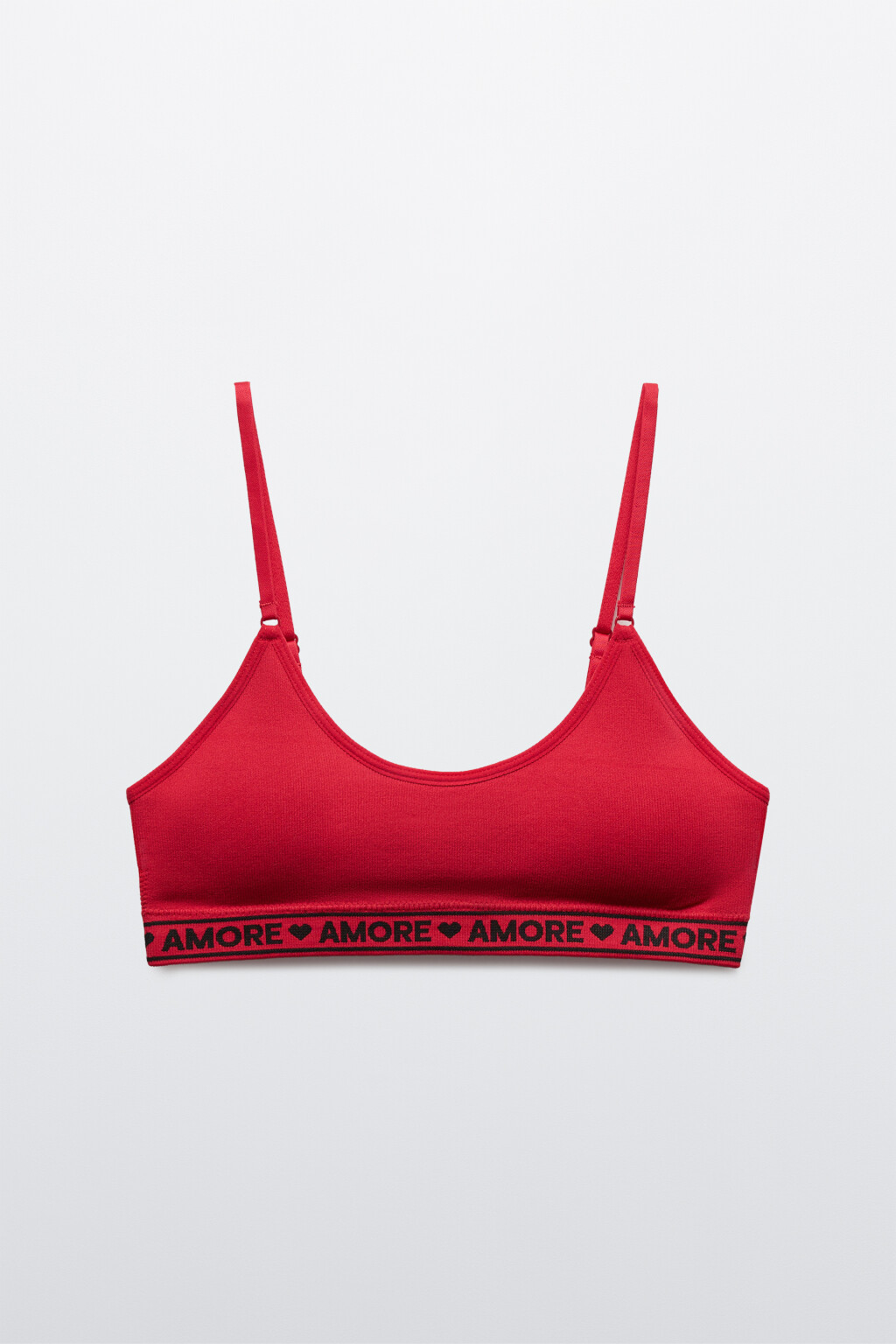 Бюстгальтер-топ в рубчик с надписью - цвет красный - 1