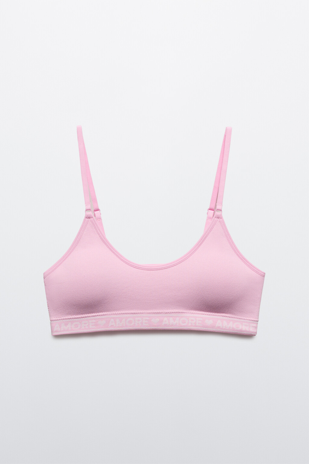 Бюстгальтер-топ в рубчик с надписью - цвет розовый - 1