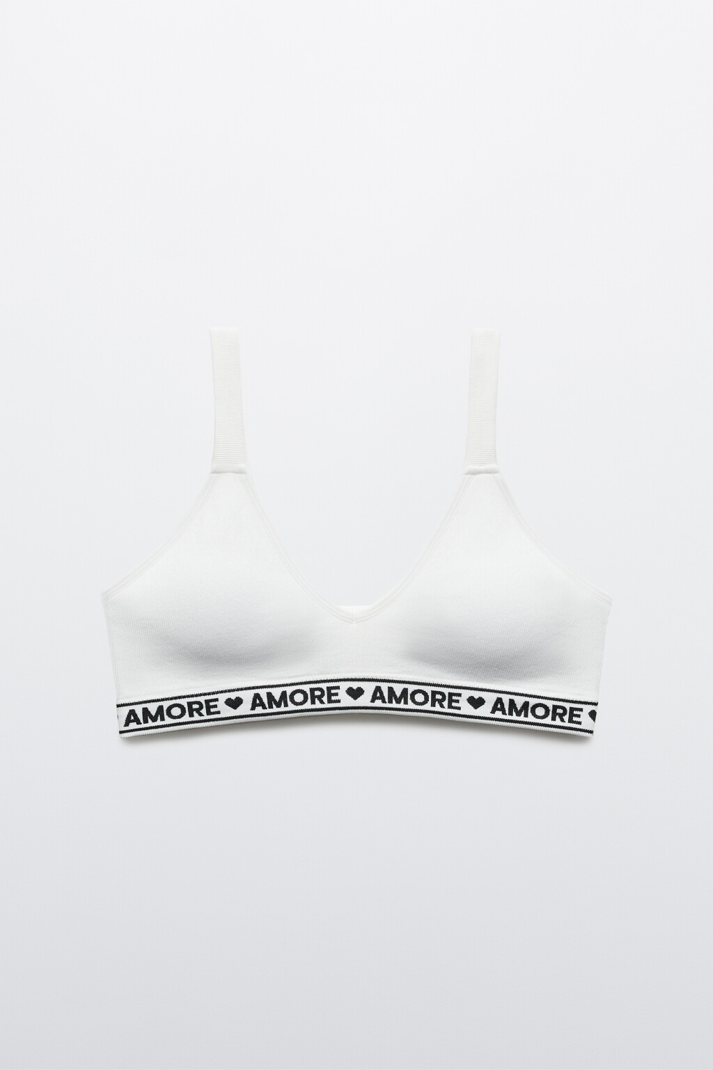Бюстгальтер-топ в рубчик с надписью - цвет белый - 1