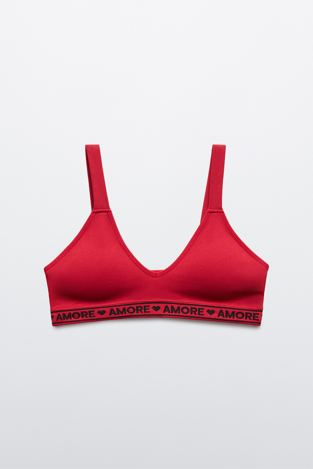 Бюстгальтер-топ в рубчик с надписью - цвет красный - 1
