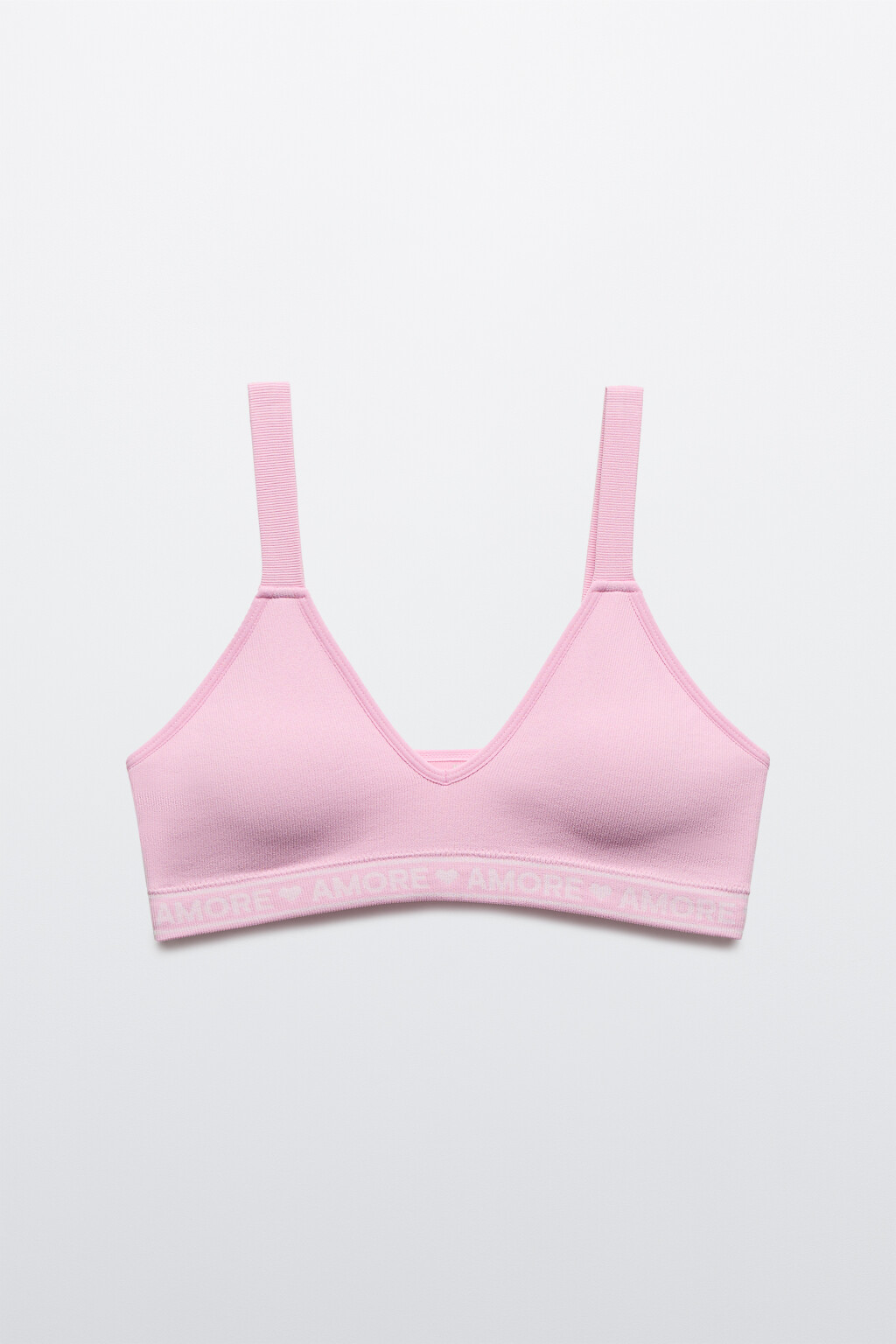 Бюстгальтер-топ в рубчик с надписью - цвет розовый - 1