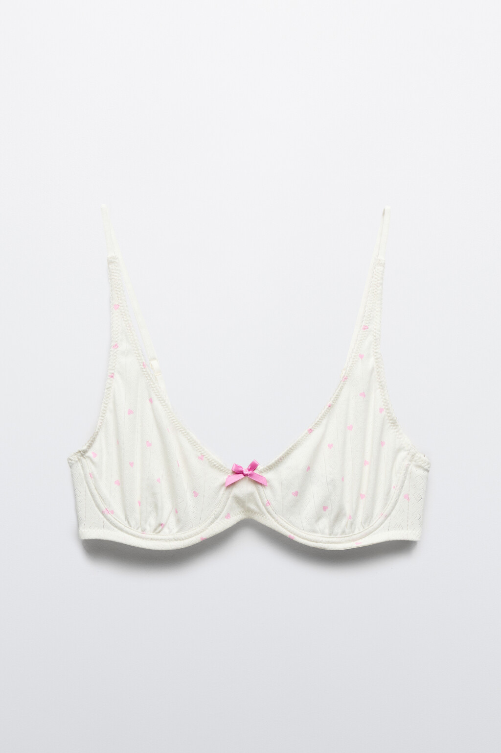 Бюстгальтер-бра в рубчик с бантиком - цвет розовый - 1