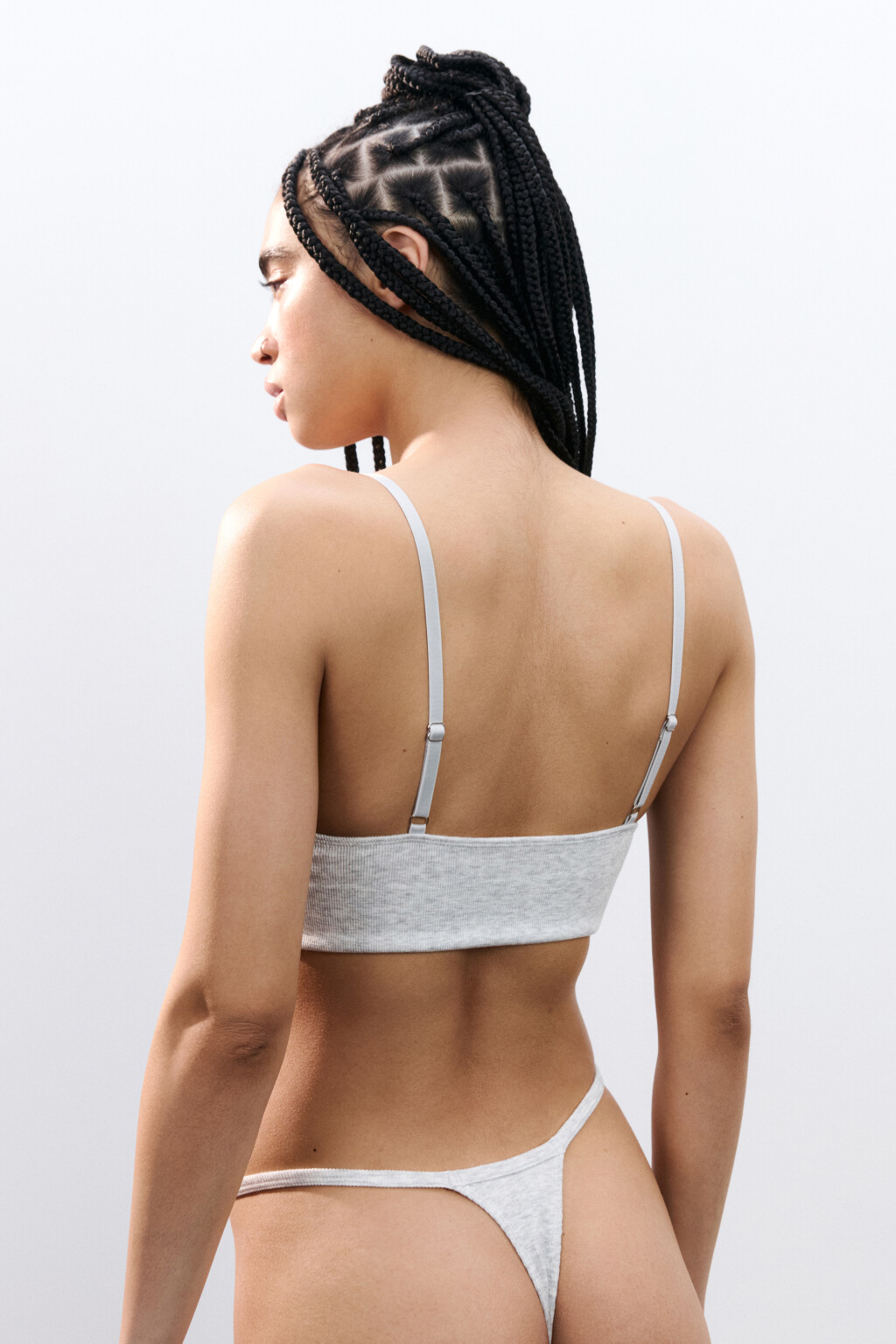 Бюстгальтер-бра бесшовный в рубчик - цвет серый - 3
