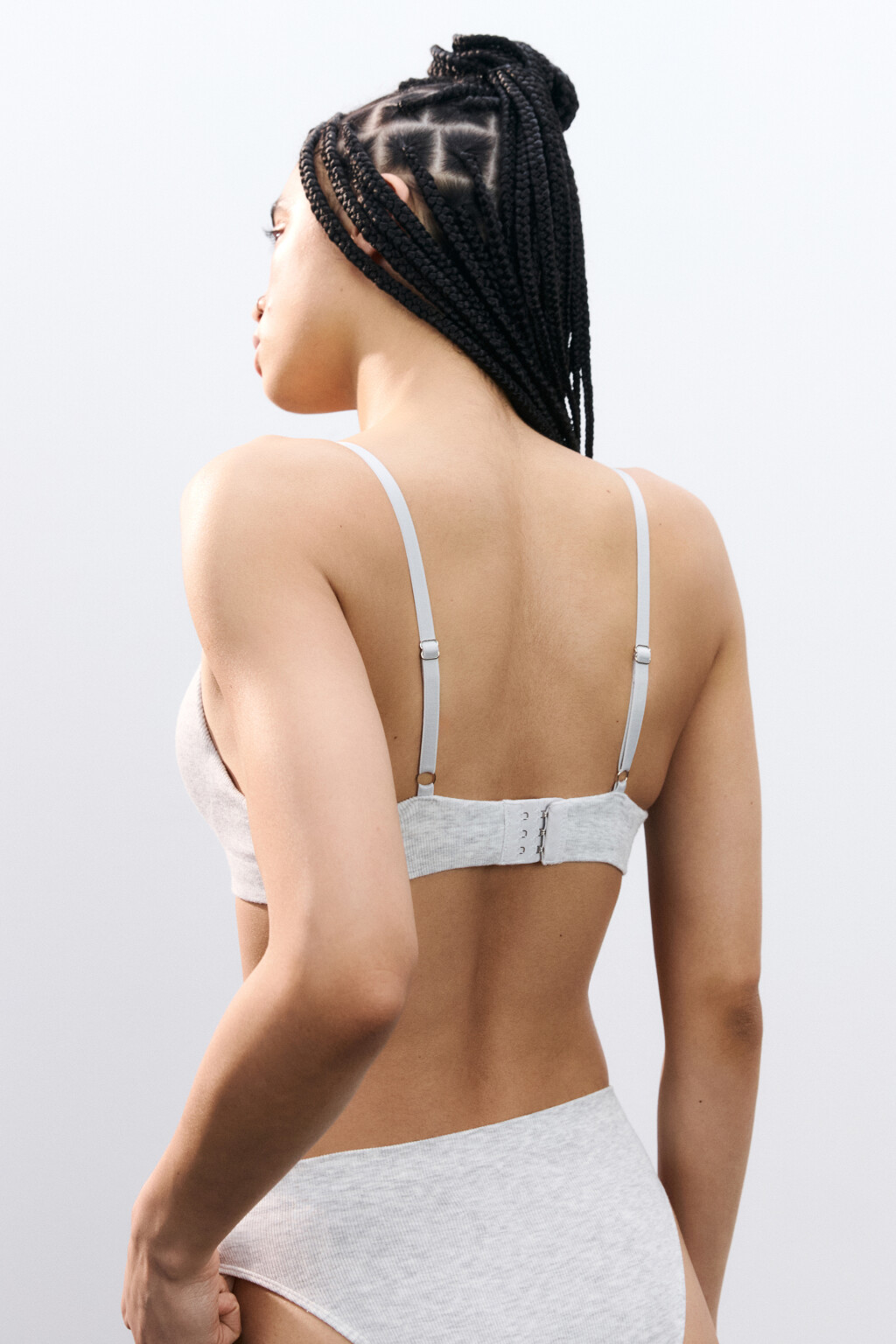 Бюстгальтер-бра в рубчик с пуш-ап - цвет серый - 3