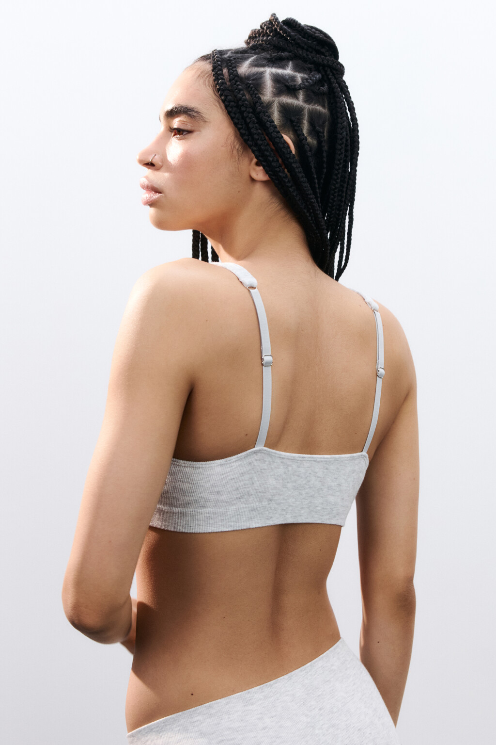 Бюстгальтер-топ бесшовный в рубчик - цвет серый - 3