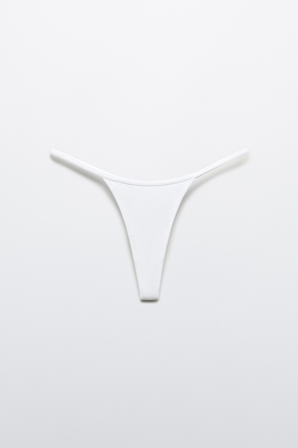 Трусы-стринги со средней посадкой в рубчик - цвет белый - 5