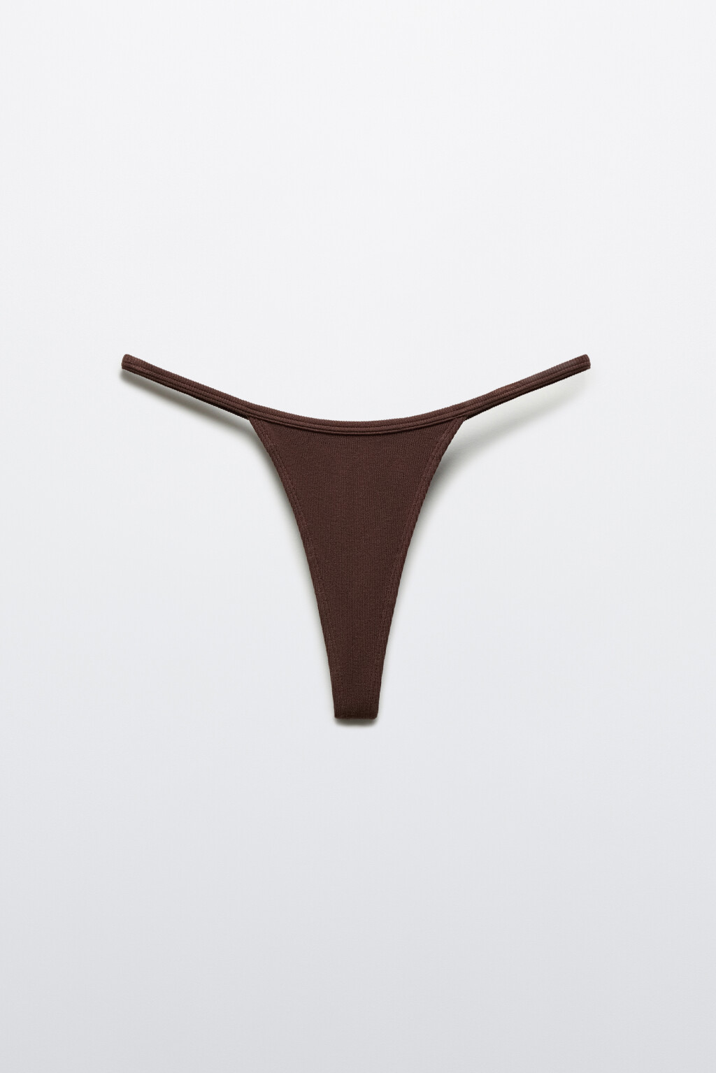 Трусы-стринги со средней посадкой в рубчик - цвет коричневый - 5