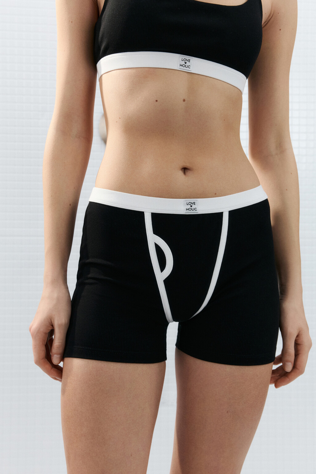 Трусы-боксеры в рубчик со средней посадкой - цвет черный - 2