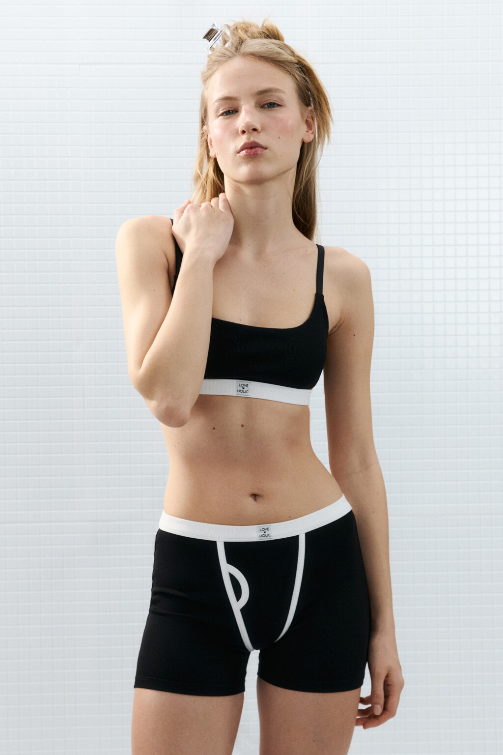 Трусы-боксеры в рубчик со средней посадкой - цвет черный - 4