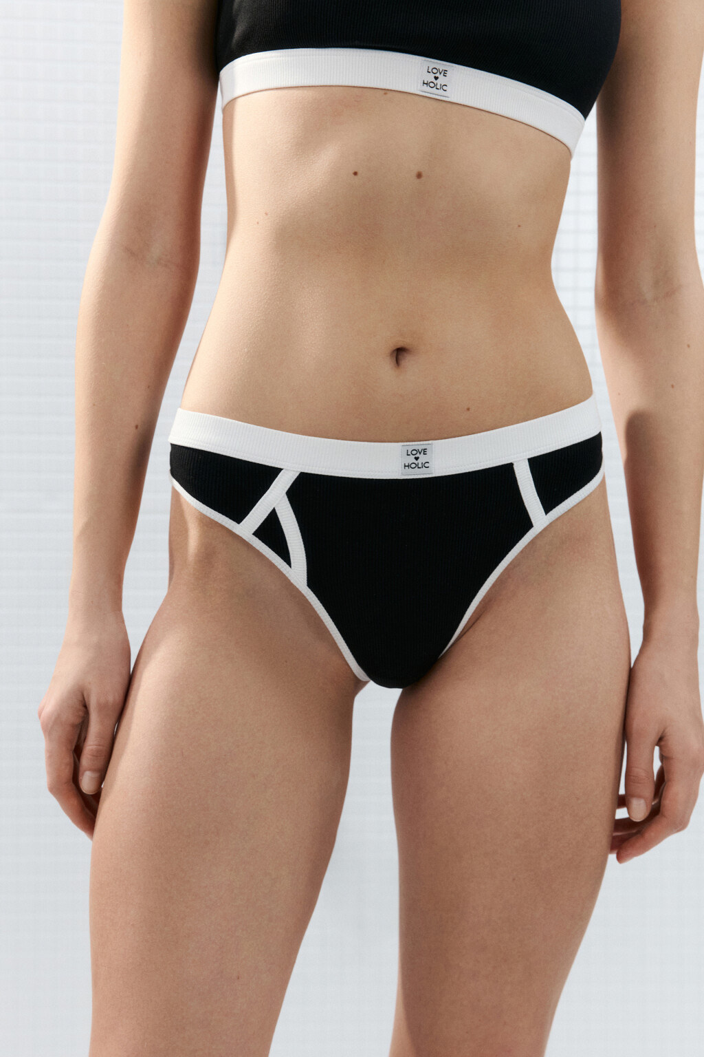 Трусы-слипы в рубчик со средней посадкой - цвет черный - 3