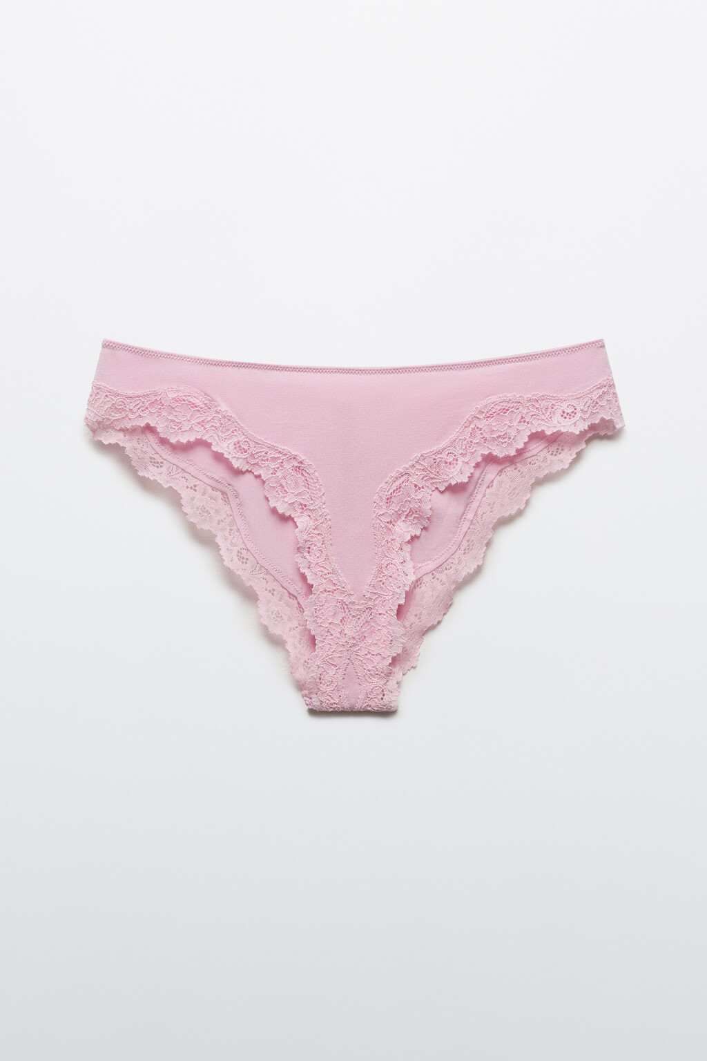 Трусы-слипы с кружевом и средней посадкой - цвет розовый - 1