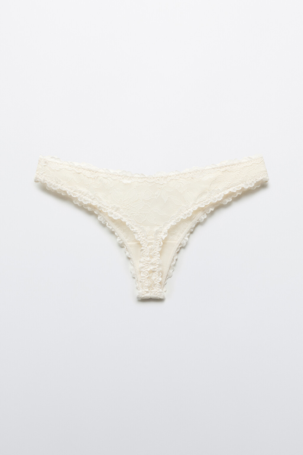 Трусы-стринги кружевные со средней посадкой - цвет ванильный - 2