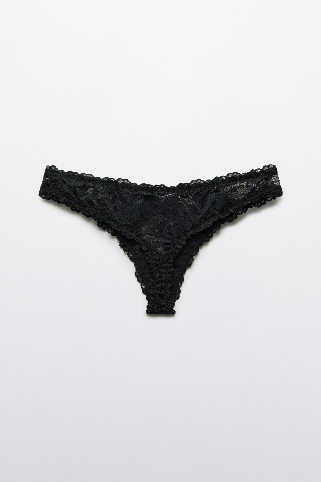 Трусы-стринги кружевные со средней посадкой - цвет черный - 2