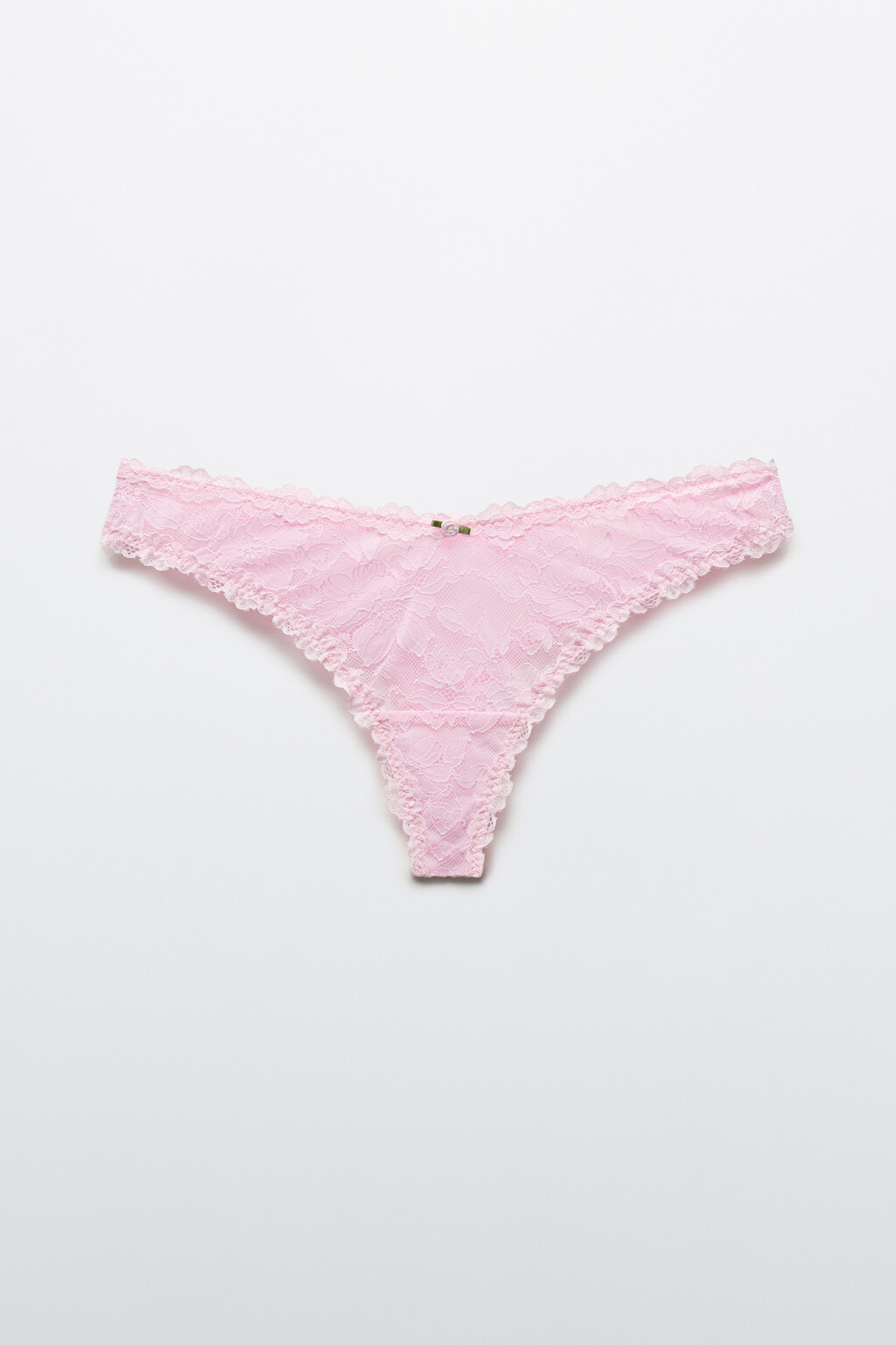 Трусы-стринги кружевные со средней посадкой - цвет розовый - 1