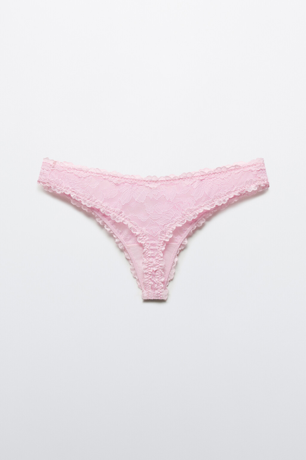 Трусы-стринги кружевные со средней посадкой - цвет розовый - 2