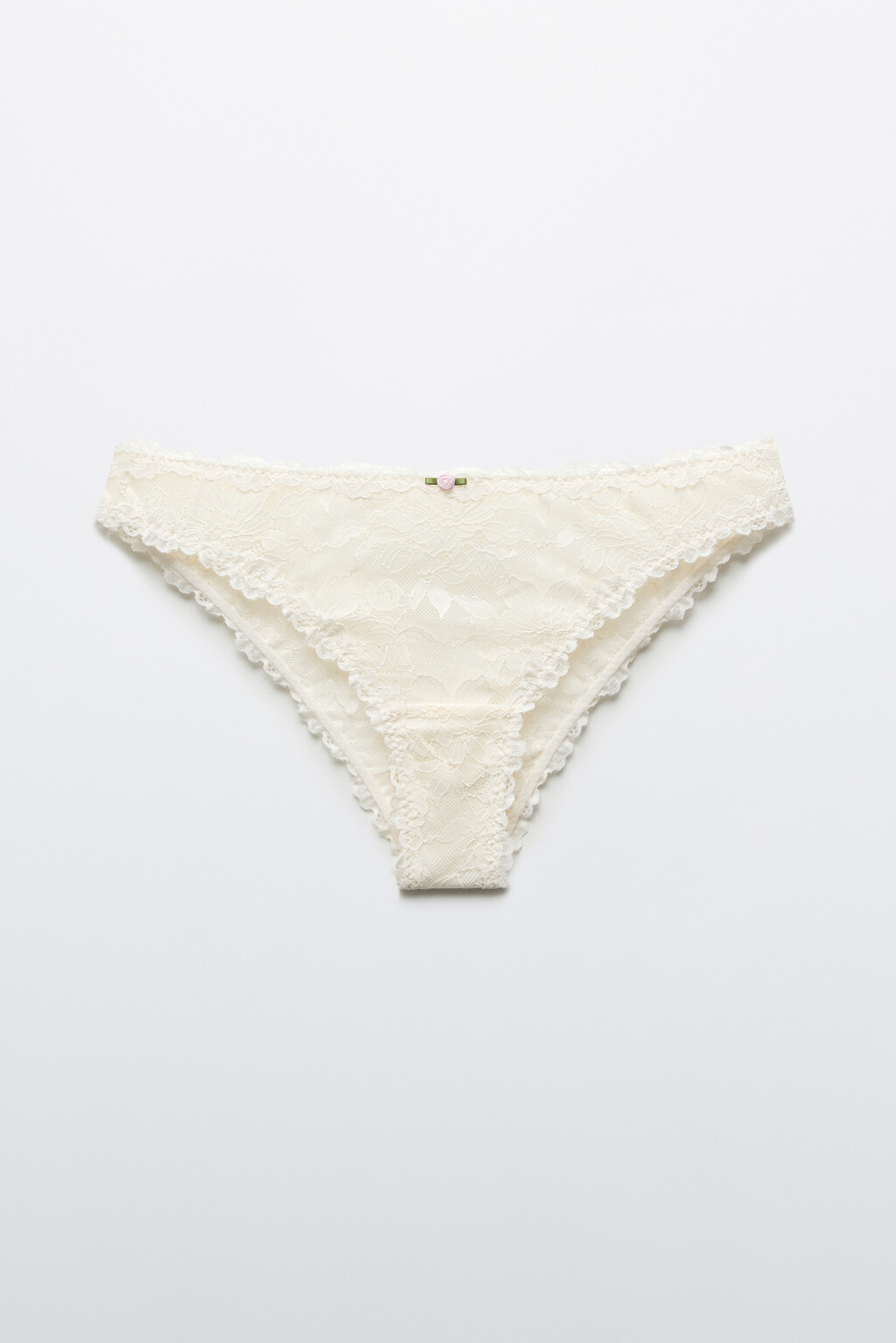 Трусы-бразильяна кружевные со средней посадкой - цвет ванильный - 1