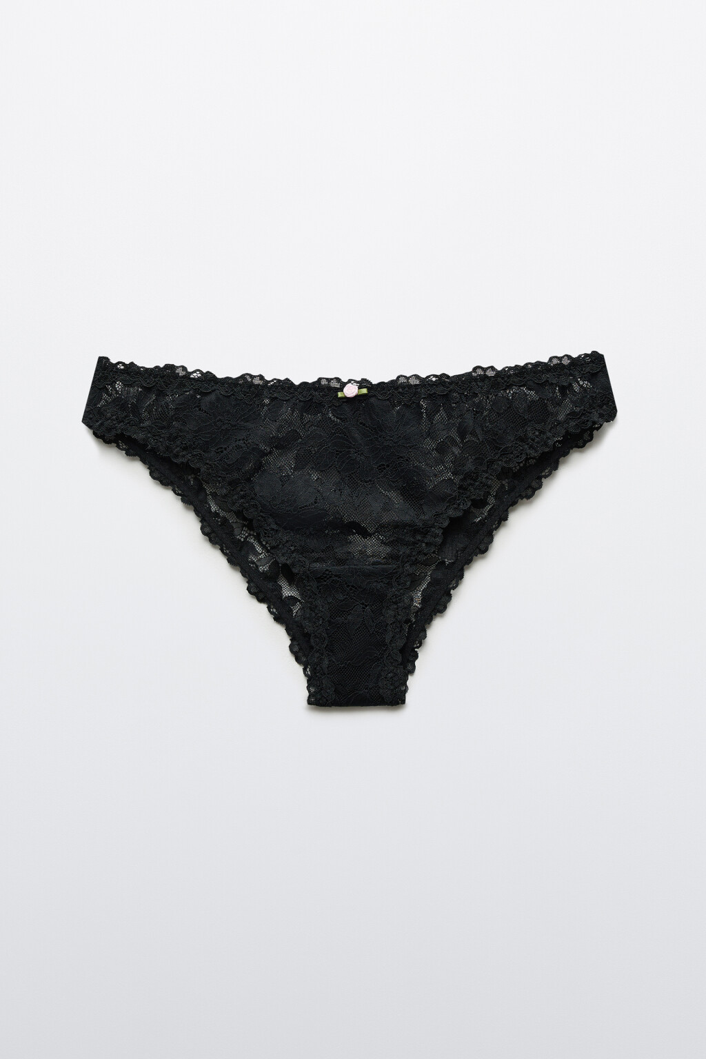 Трусы-бразильяна кружевные со средней посадкой - цвет черный - 1