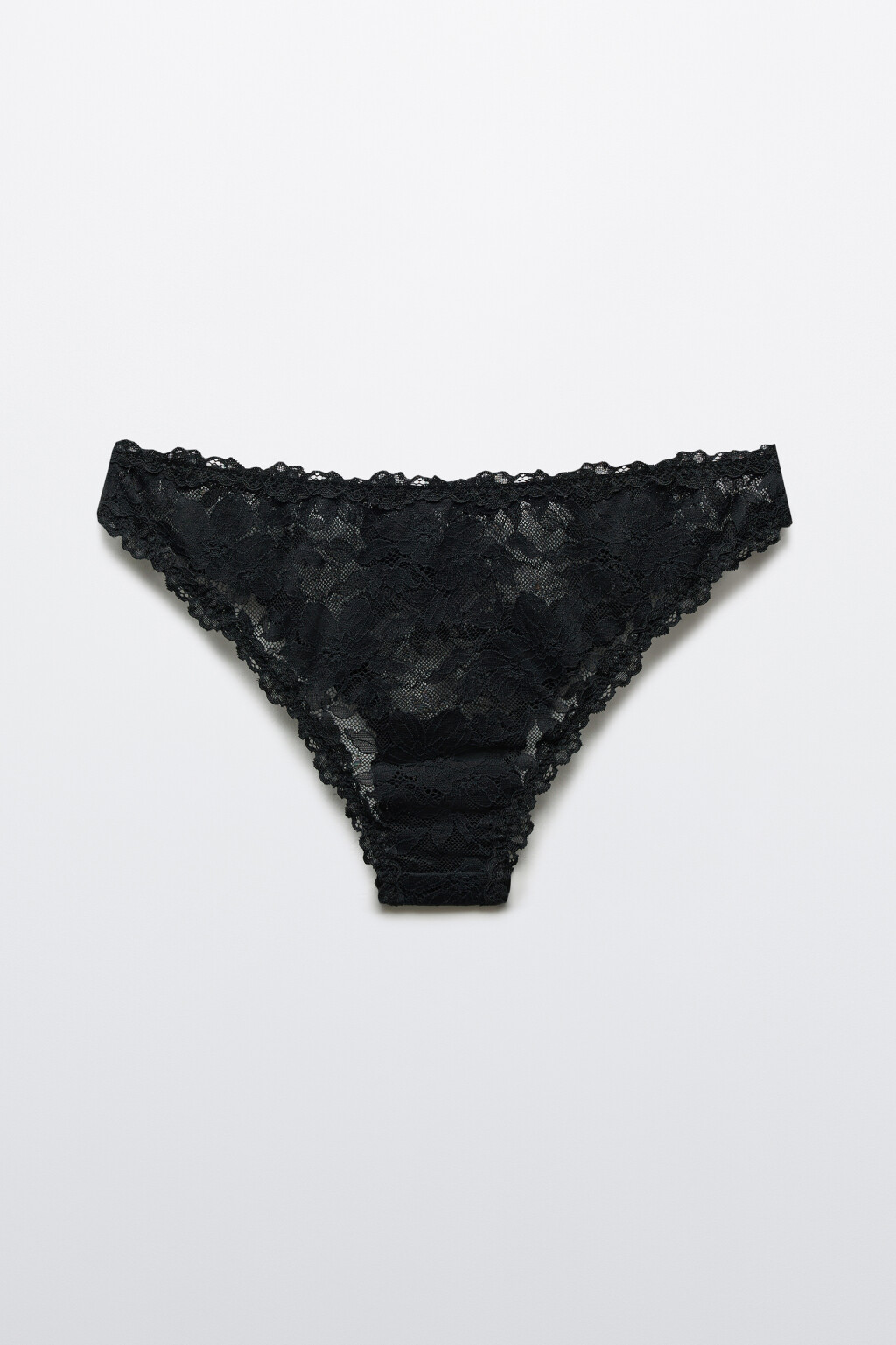 Трусы-бразильяна кружевные со средней посадкой - цвет черный - 2