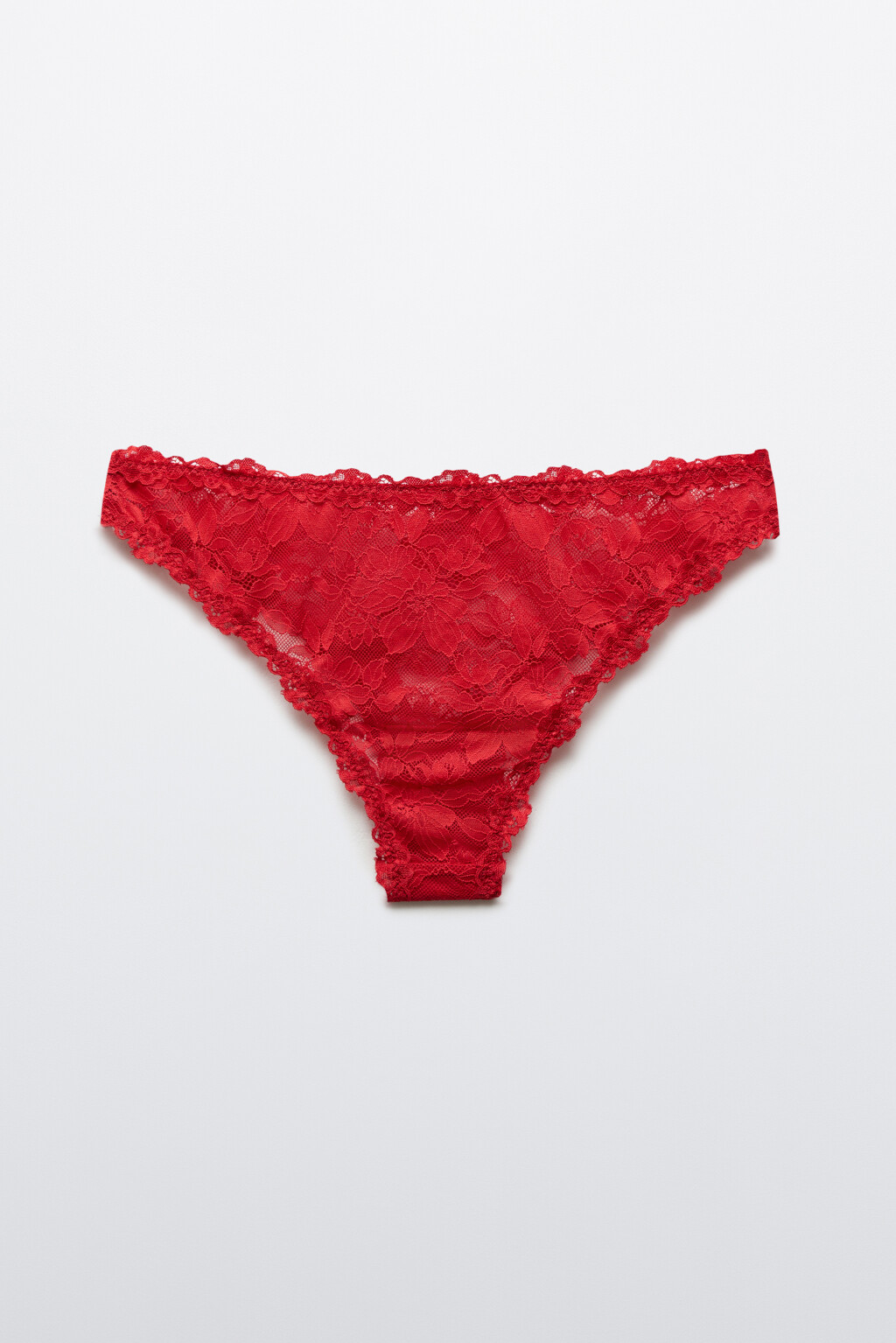 Трусы-бразильяна кружевные со средней посадкой - цвет красный - 6