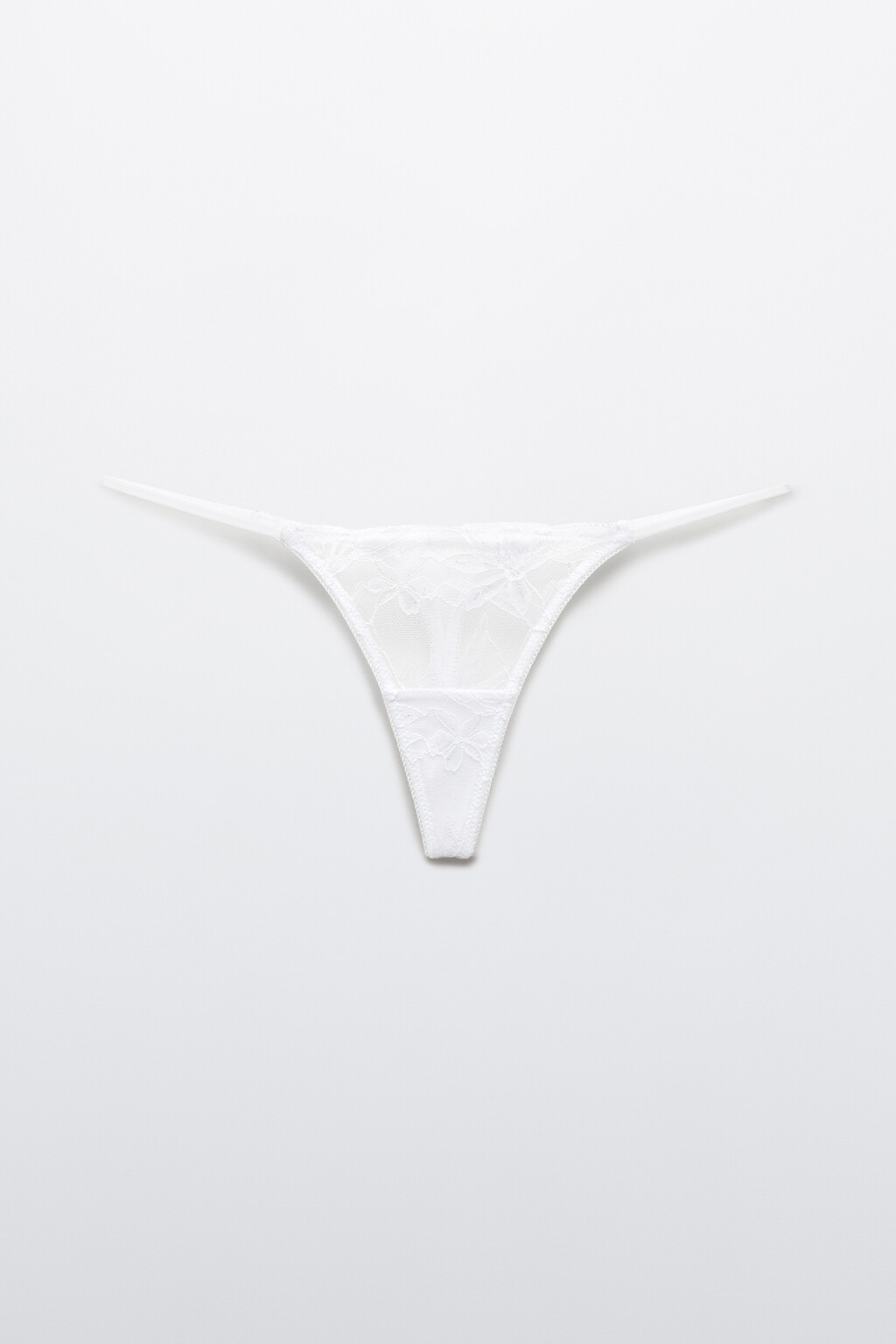 Трусы-стринги кружевные со средней посадкой - цвет белый - 5