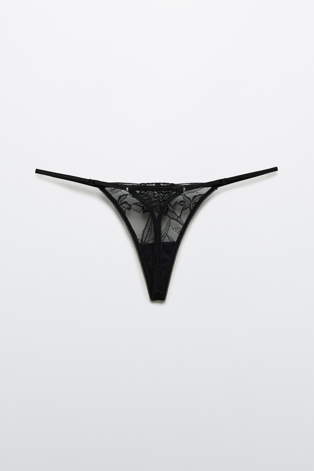 Трусы-стринги кружевные со средней посадкой - цвет черный - 6