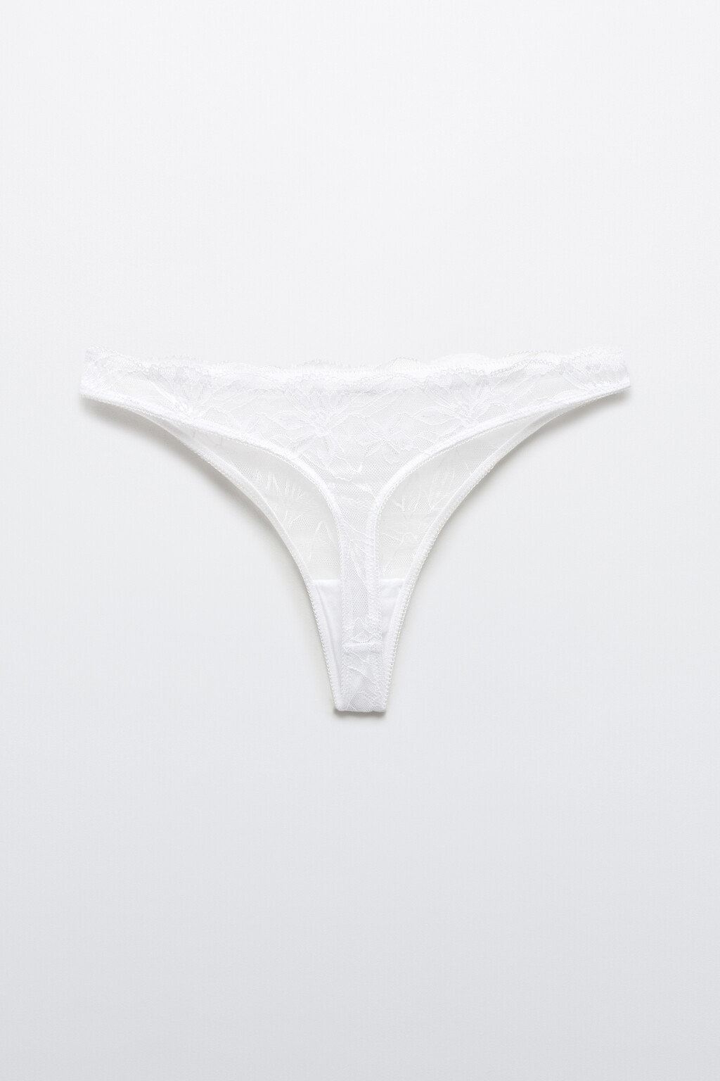 Трусы-стринги кружевные с высокой посадкой - цвет белый - 6