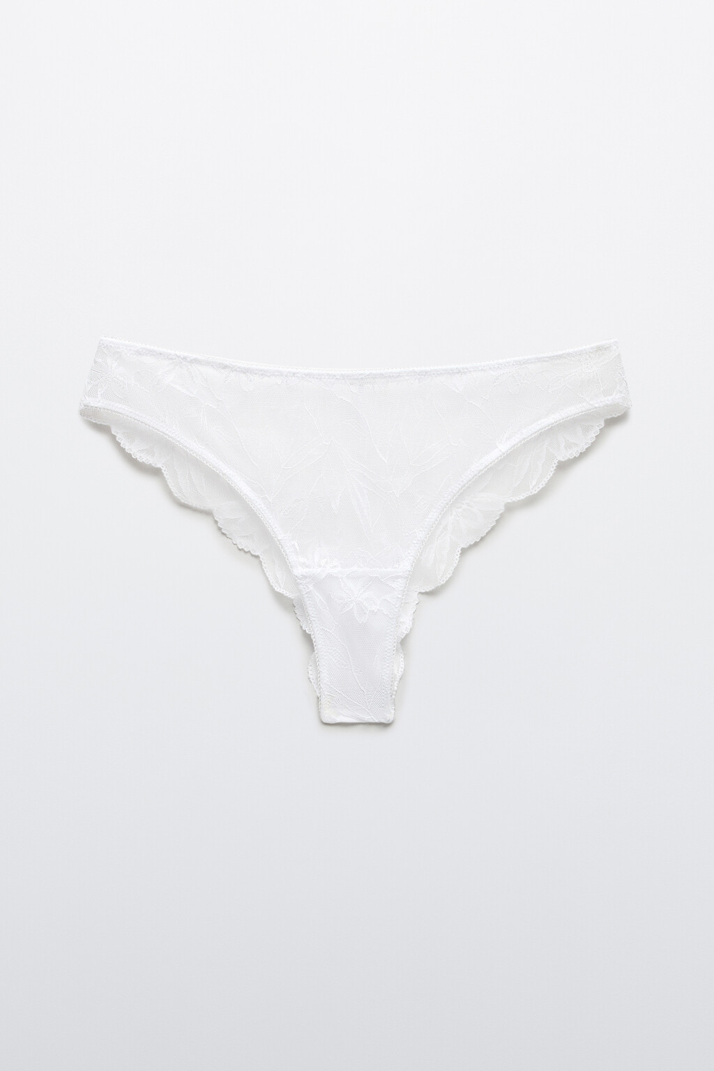 Трусы-танга кружевные со средней посадкой - цвет белый - 5