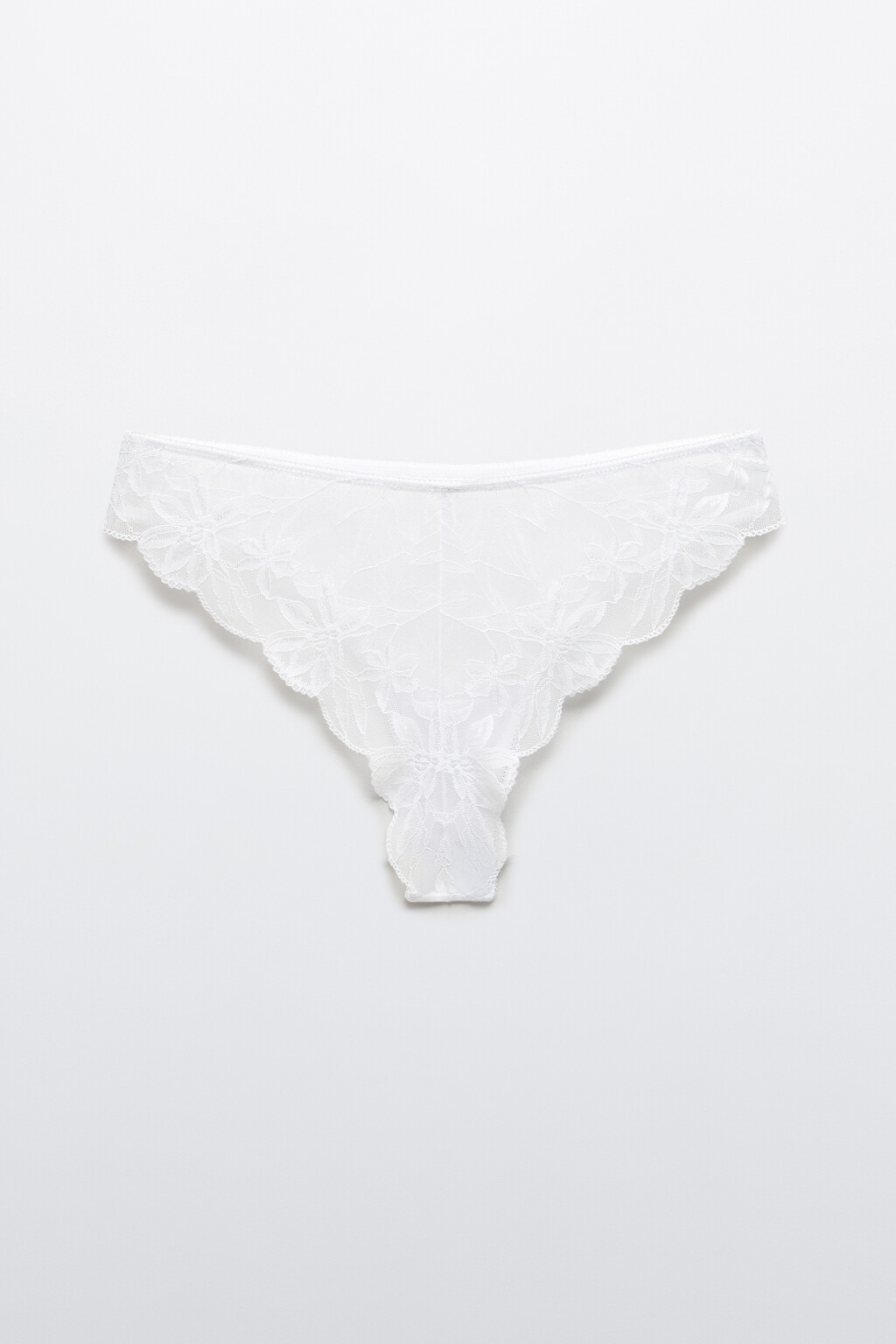 Трусы-танга кружевные со средней посадкой - цвет белый - 6