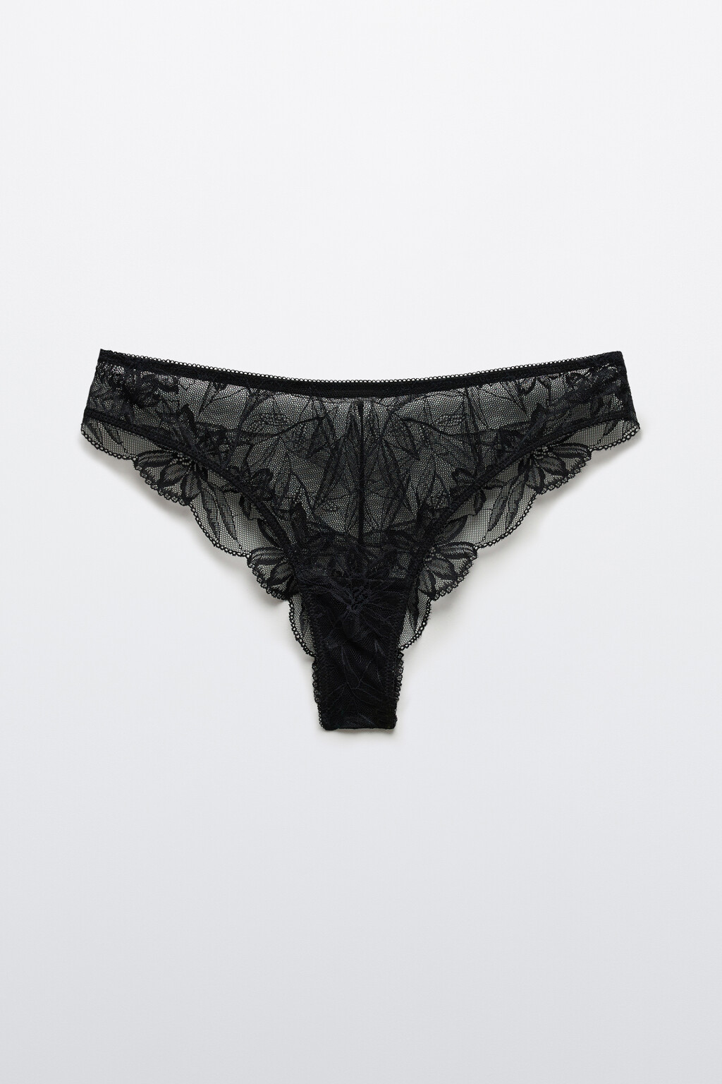 Трусы-танга кружевные со средней посадкой - цвет черный - 5