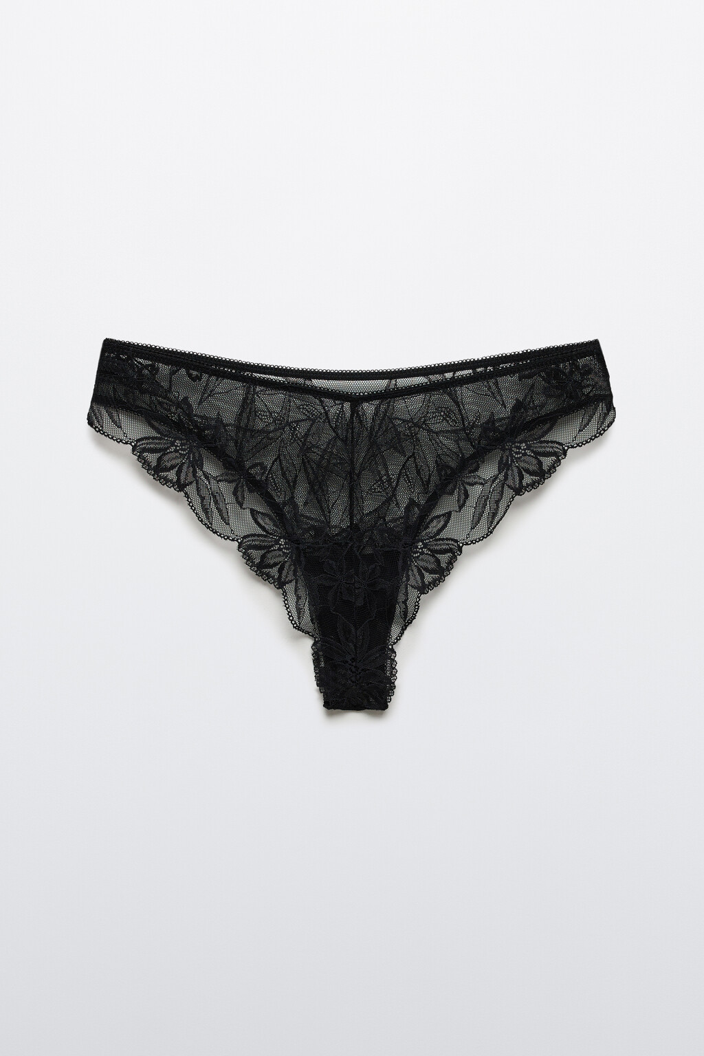 Трусы-танга кружевные со средней посадкой - цвет черный - 6