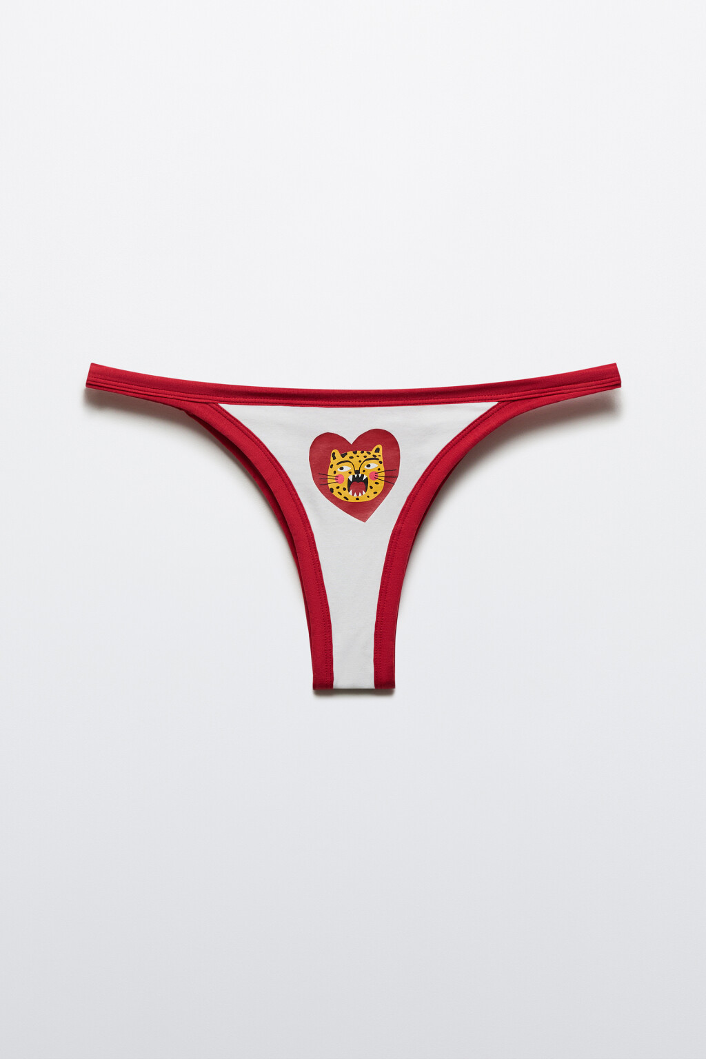 Трусы-танга с принтом и контрастной окантовкой - цвет белый - 1