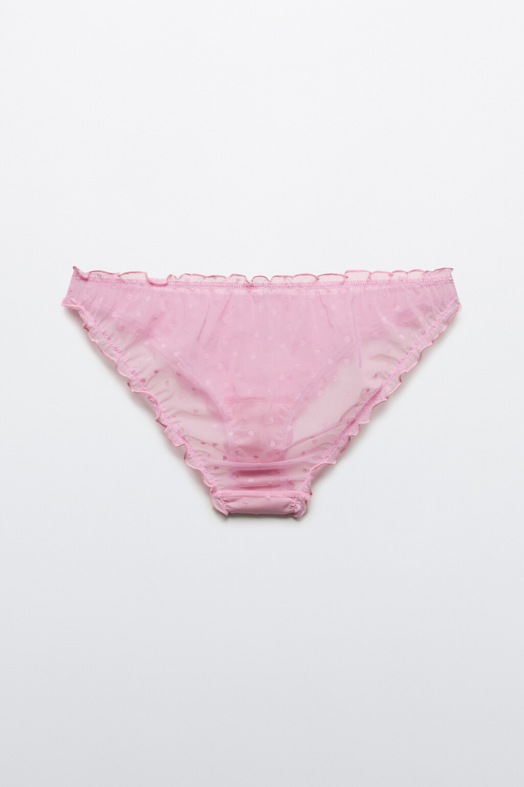 Трусы-слипы сетчатые с оборками и принтом - цвет розовый - 2