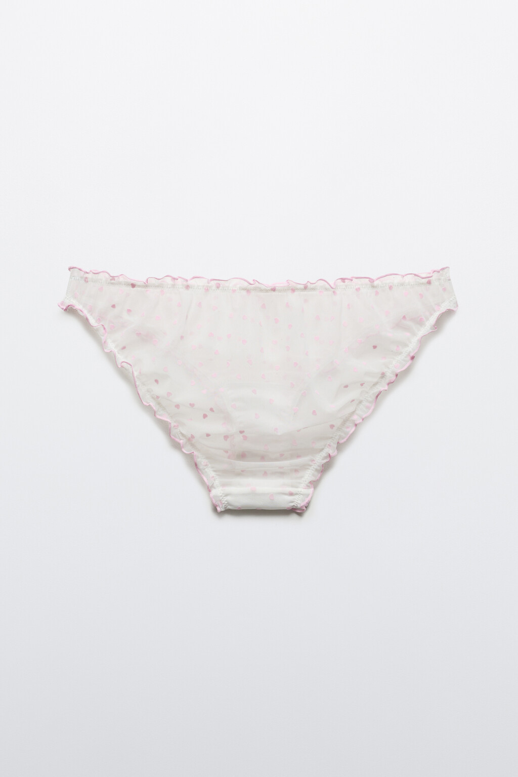 Трусы-слипы сетчатые с оборками и принтом - цвет розовый - 2