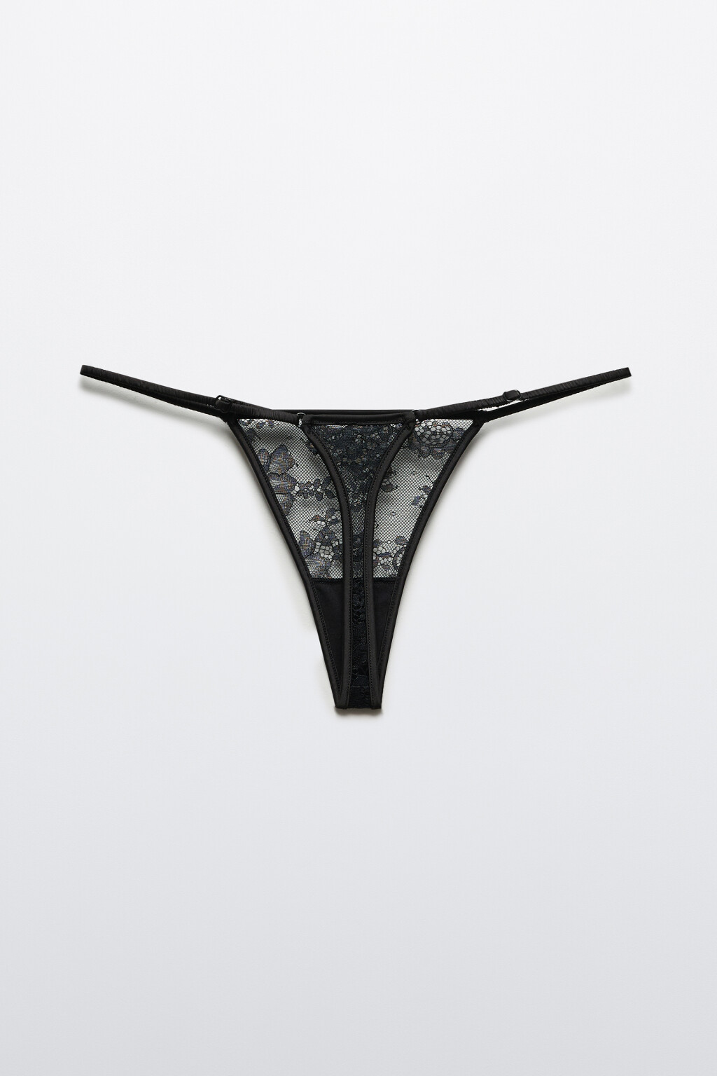 Трусы-стринги кружевные со средней посадкой - цвет черный - 2